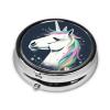 Be Animal Pill Box 3 Compartment Round Portable Pill Case for Pocket or Purse Small Weekly Medicine Planner Travel Pillbox with Mirror Decorative Metal Vitamin Holder Gifts view 3