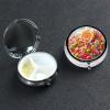Rainbow Candy Pill Box 3 Compartment Round Portable Pill Case for Pocket or Purse Small Weekly Medicine Planner Travel Pillbox with Mirror Decorative Metal Vitamin Holder Gifts view 1