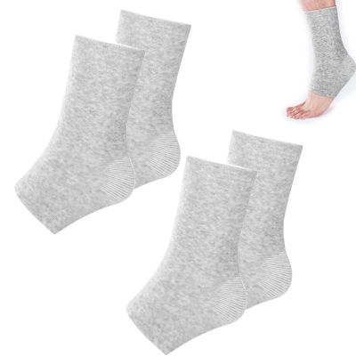 2 Pairs of Compress Bamboo Foot Sleeves,Keep Warm Bamboo Ankle Socks Foot Sleeves, Suitable for Cold Protection Against Swelling and Sprains (Gray,One Size Fits All)