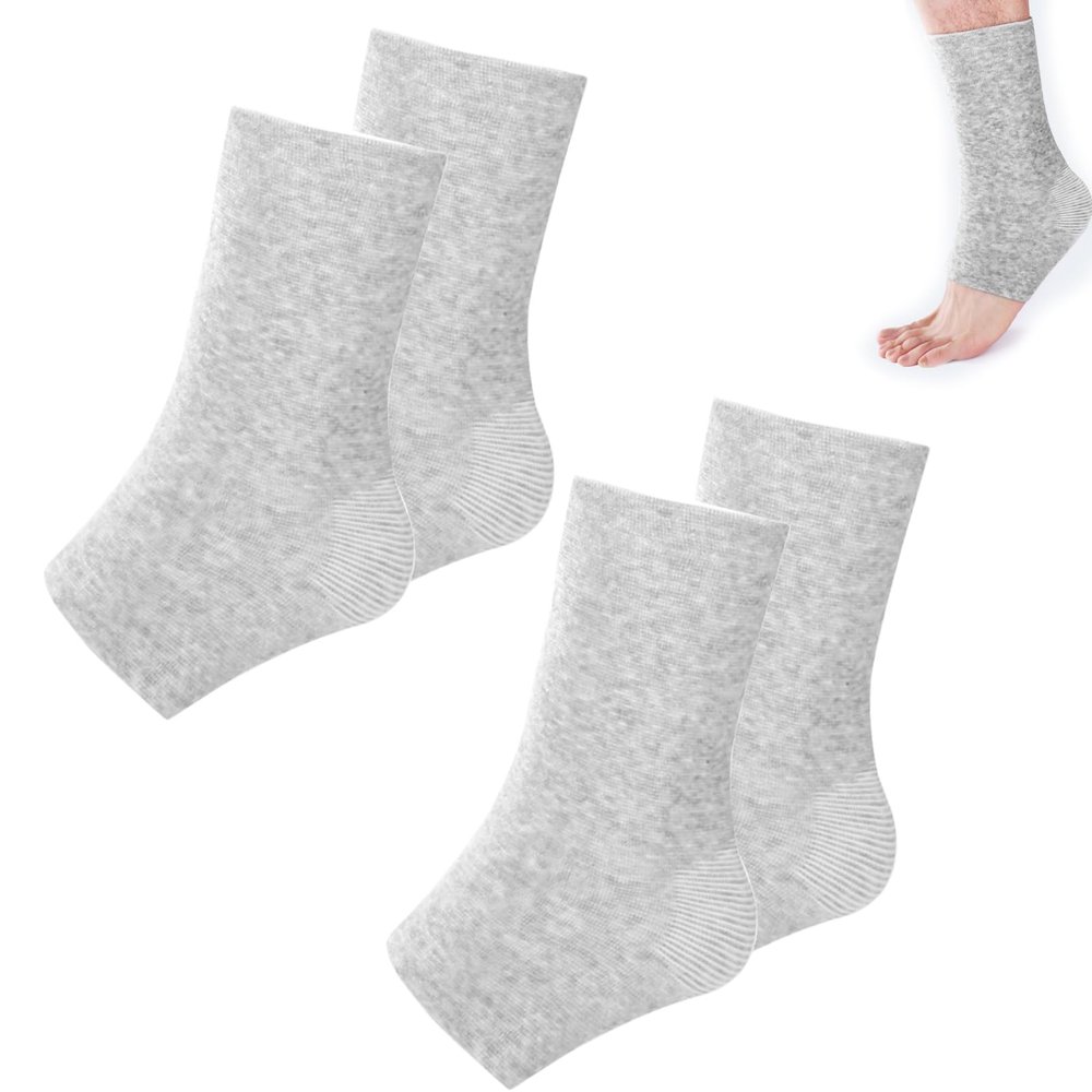 2 Pairs of Compress Bamboo Foot Sleeves,Keep Warm Bamboo Ankle Socks Foot Sleeves, Suitable for Cold Protection Against Swelling and Sprains (Gray,One Size Fits All)