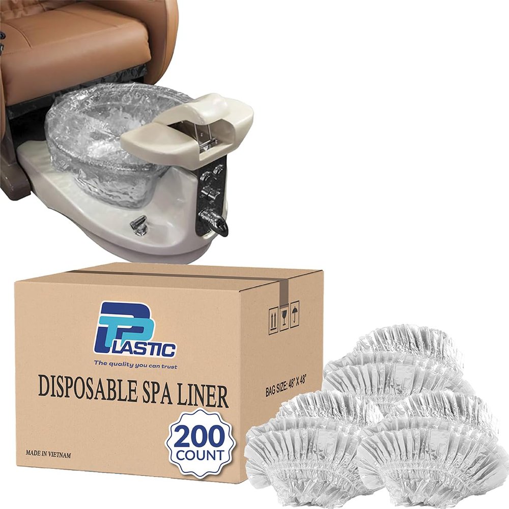 TP PLASTIC Disposable Spa Liners for Pedicure, 200 Count, Clear, 48 x 48 in