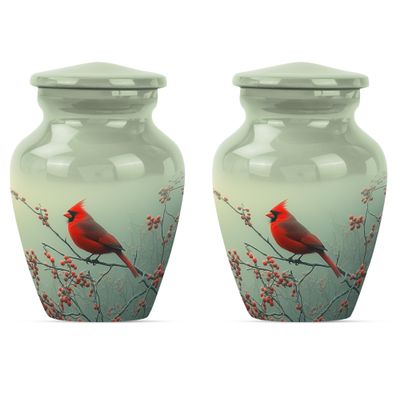 Cardinal Bird Urn for Ashes for Women, Small Urn for Ashes Keepsake, Burial Urns for Humans Adult Man, Mini Cremation Urns for Human Ashes(Size - 3inch, 2 Pcs)