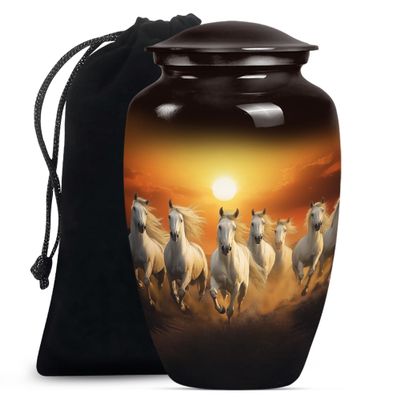 Horse Urn for Ashes Adult Male, Sunset Urn for Ashes for Women, Funeral Urns for Adult Men, Large Cremation Urns for Human Female (Size - 10inch 1 Pc)