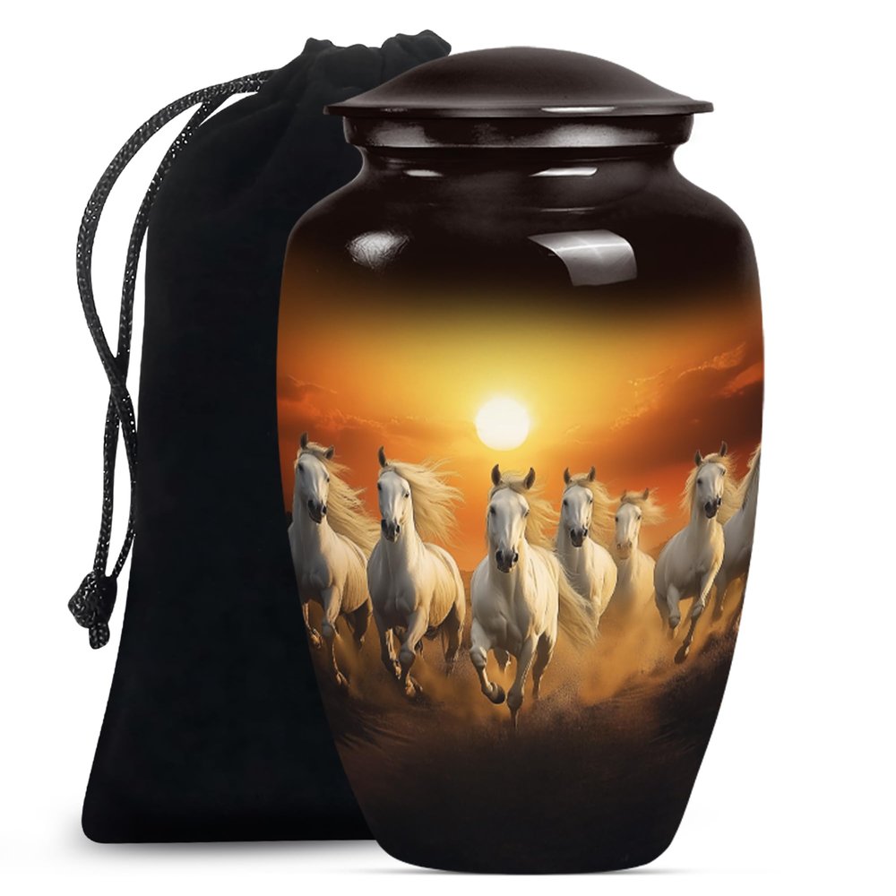 Horse Urn for Ashes Adult Male, Sunset Urn for Ashes for Women, Funeral Urns for Adult Men, Large Cremation Urns for Human Female (Size - 10inch 1 Pc)