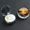 Reeds by The River Pill Box 3 Compartment Round Portable Pill Case for Pocket or Purse Small Weekly Medicine Planner Travel Pillbox with Mirror Decorative Metal Vitamin Holder Gifts view 1