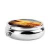 Reeds by The River Pill Box 3 Compartment Round Portable Pill Case for Pocket or Purse Small Weekly Medicine Planner Travel Pillbox with Mirror Decorative Metal Vitamin Holder Gifts view 4