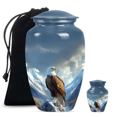 Eagle Urns for Human Ashes Adult Man, Mini Cremation Urn for Ashes, Large Burial Urn for Ashes for Adult Male, Cremation Urns for Human Ashes Female(Size - 10inch 1Pcs, 3inch 1Pcs)