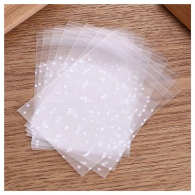 Ayuduots 100Pcs Translucent Dots Cookie Bags, Self Adhesive Resealable Cellophane Bags for Bakery Popcorn Candies - 5x5cm(1.96x1.96in)