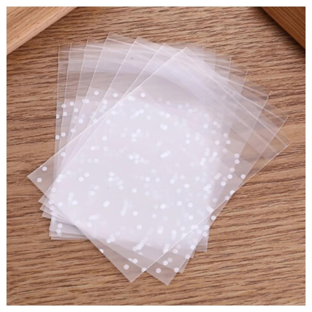 Ayuduots 100Pcs Translucent Dots Cookie Bags, Self Adhesive Resealable Cellophane Bags for Bakery Popcorn Candies - 5x5cm(1.96x1.96in)