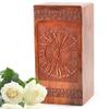 Eternal Clock Tribute Urn | Handcrafted 14-Inch Wooden Ashes Holder | Luxurious Memorial Case, Clear Brown Urn for Human Ashes Adult Male/Female view 1