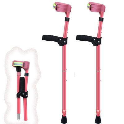 Kids Forearm Crutches - Adjustable Lightweight Aluminum Walking Cane - Foldable Telescopic Design for Easy Storage - Height Adjustable Arm Support for Children