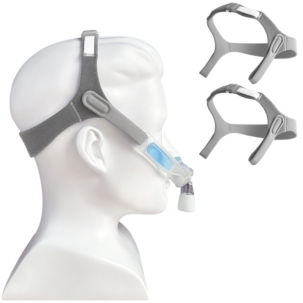 2 Packs Replacement Nuance Pro Headgear Closed Edges CPAP Headgear Strap Compatible with Nuance Pro Gel Nasal Pillow Mask(Without Nasal Pillow Frame)