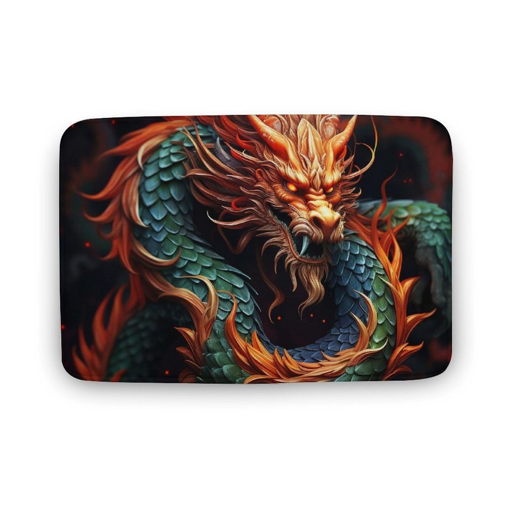 GHEPSDW Bath Mat Non-Slip Mat Large Door Mat Water Absorption Quick Drying Chinese Dragon Printed Floor Mats for Bedroom, Shower and Office