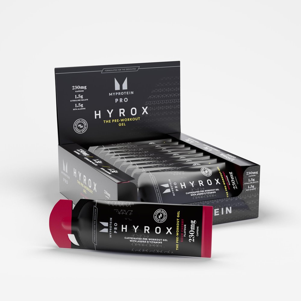 Myprotein Pro x HYROX Pre-Workout Gel (12 Pack), 230mg Caffeine, 1.5g Beta-Alanine & Vitamin B for Improved Stamina & Reduced Fatigue, Endurance Gel for Sports, Workout & HYROX Training, Sour Cherry
