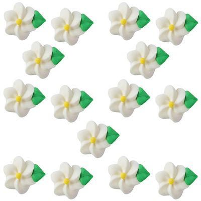 O'Creme Swirl Royal Icing Sugar Flower 1 Inch - for Cake Decorating - Decorations for Cakes, Cupcake Toppers - Birthday, Wedding, Valentines, Baby Shower - Set of 15 White