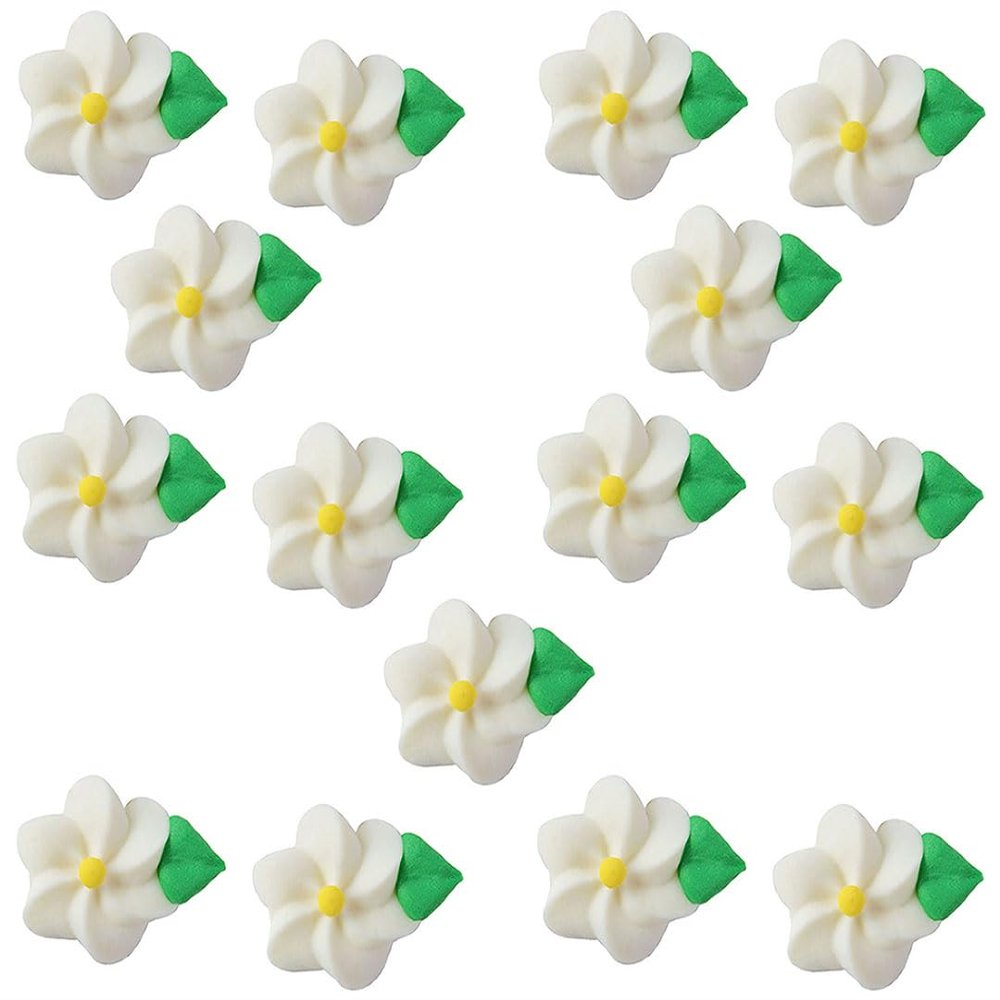 O'Creme Swirl Royal Icing Sugar Flower 1 Inch - for Cake Decorating - Decorations for Cakes, Cupcake Toppers - Birthday, Wedding, Valentines, Baby Shower - Set of 15 White
