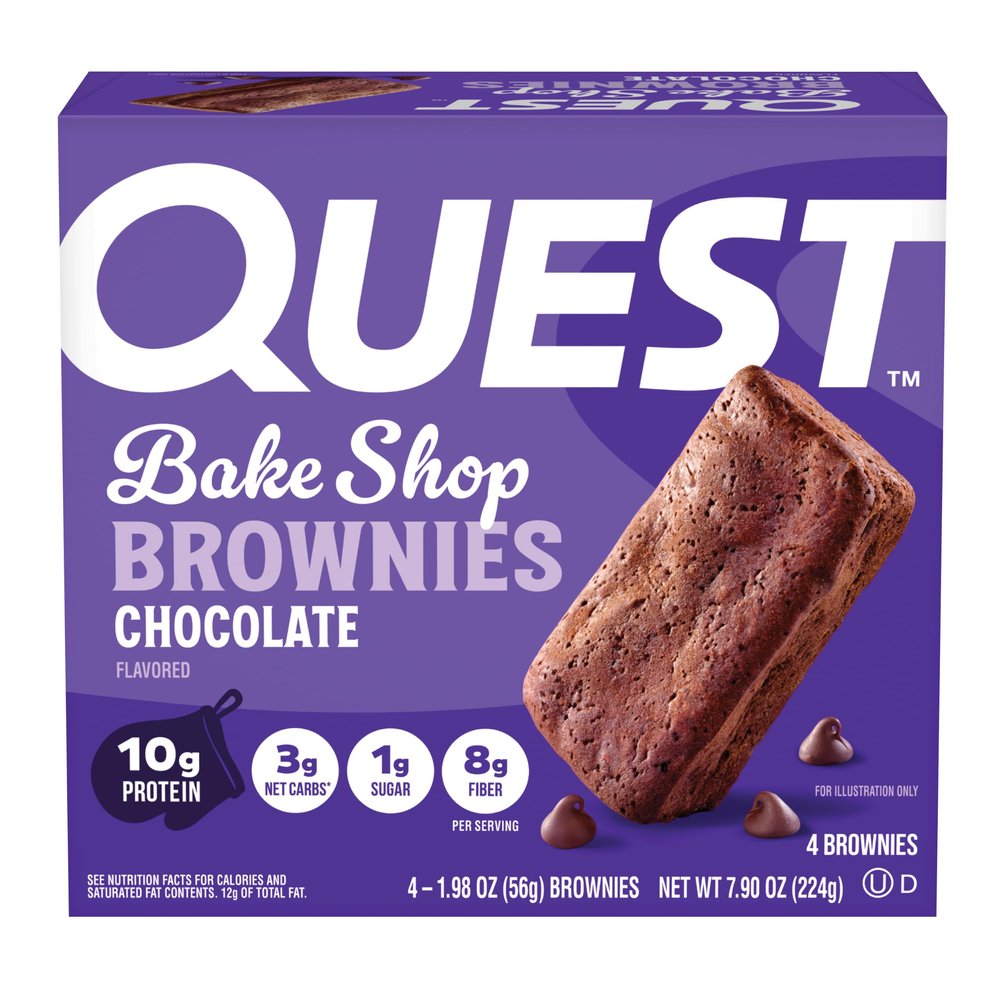 Quest Nutrition Bake Shop, Chocolate Brownies, 10g Protein, 2g Net Carbs, 1g Sugar, 4 Count