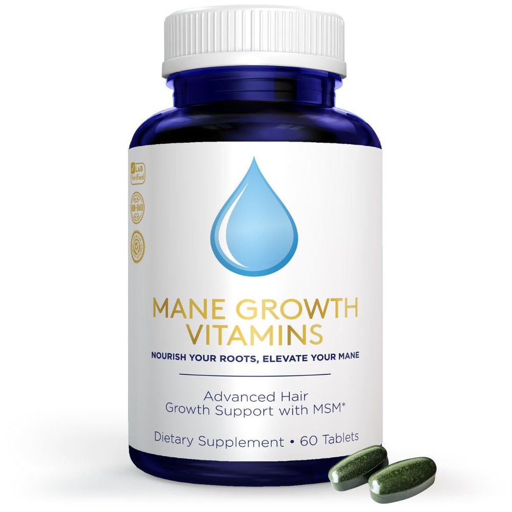 Mane Growth Hair Vitamins - Supports Healthy Hair - All Natural MSM biotin Vitamins for Women & Men Supports Faster Hair Growth, May Reduce Loss & Thinning, Extra Strength 30 Day Supply