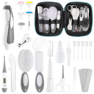 Baby Healthcare and Grooming Kit for Newborn Kids, 31PCS Upgraded Safety Baby Care Kit, Newborn Nursery Health Care Set, Baby Care Products Grey White)