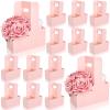 Whaline Mother's Day Light Pink Kraft Flower Gift Bags 20 Pcs Drink Carriers with Handle to 2 Cup Floral Wrap Packing Box Paper Holder Baskets for DIY Crafts Wedding Valentine's Day Birthday Party view 1