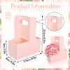 Whaline Mother's Day Light Pink Kraft Flower Gift Bags 20 Pcs Drink Carriers with Handle to 2 Cup Floral Wrap Packing Box Paper Holder Baskets for DIY Crafts Wedding Valentine's Day Birthday Party view 2