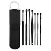 Yuidaaavzz 7Pcs Ear Wax Removal Set, Stainless Ear Cleaner Wax Removal Tool, Earpick Sticks Earwax Remover Curette Ear Pick Cleaning Ear Cleanser Spoon (Color : Silver) (Black) view 1