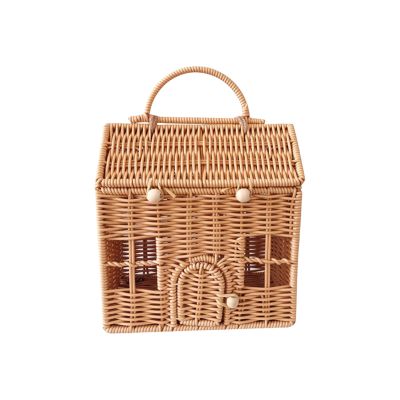 REDYY Wicker Suitcase Decorative House Rattan Basket with Handle Food Storage Box for Picnics and Family Gatherings