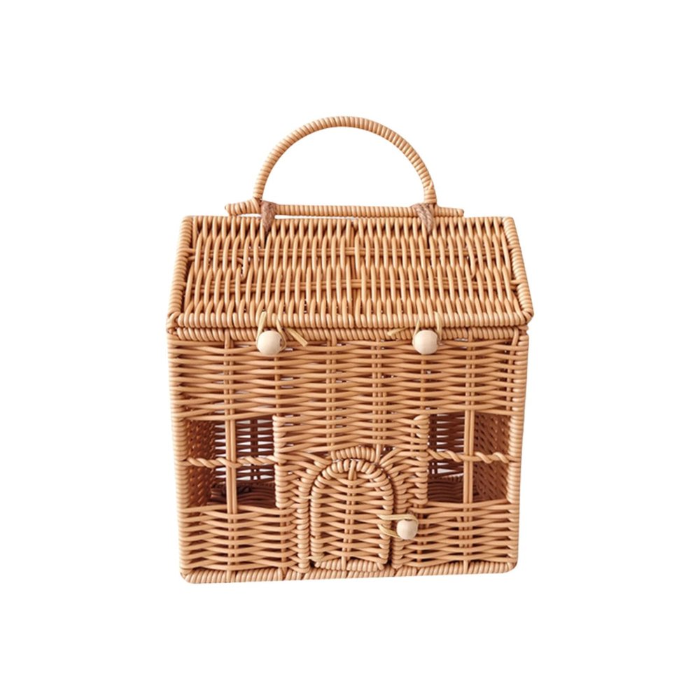 REDYY Wicker Suitcase Decorative House Rattan Basket with Handle Food Storage Box for Picnics and Family Gatherings