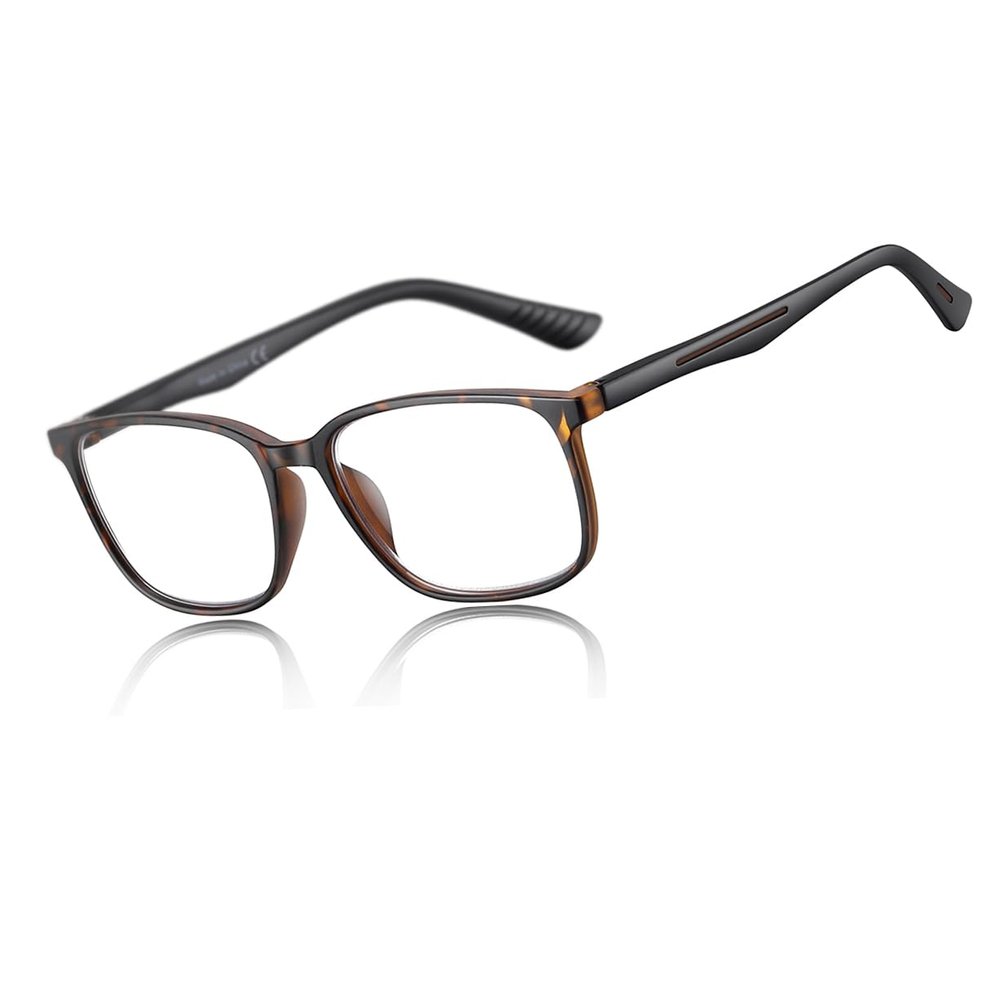 SOCTICK Blue Light Blocking Reading Glasses Men,Anti Eyestrain Lens Lightweight Frame Eyeglasses, Large Wide Readers for Men(Tortoiseshell,+2.5)