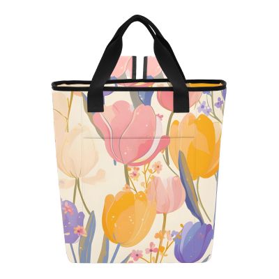 Bokkoy Beautiful Tulip Insulated Cooler Bag with Ice PackLarge Capacity Waterproof Thermal Lunch BagReusable Cooler Bags for Picnic, Travel