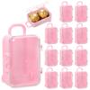 12 Pack Mini Suitcase Boxes Plastic Candy Small Reception Gift Travel Case for Wedding Party Decoration - Suitcase Candy Box Packaging Box Trolley Tiny Suitcase Miniature for Travel, Pink view 3
