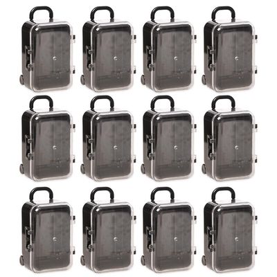 Surakey 12 Pack Mini Suitcase Boxes Plastic Candy Small Reception Gift Travel Case for Wedding Party Decoration - Suitcase Candy Box Packaging Box Trolley Tiny Suitcase Miniature for Travel, Black