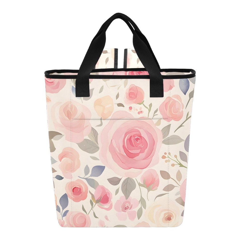 Bokkoy Pastel Rose Insulated Cooler Bag with Ice PackLarge Capacity Waterproof Thermal Lunch BagReusable Cooler Bags for Picnic, Travel