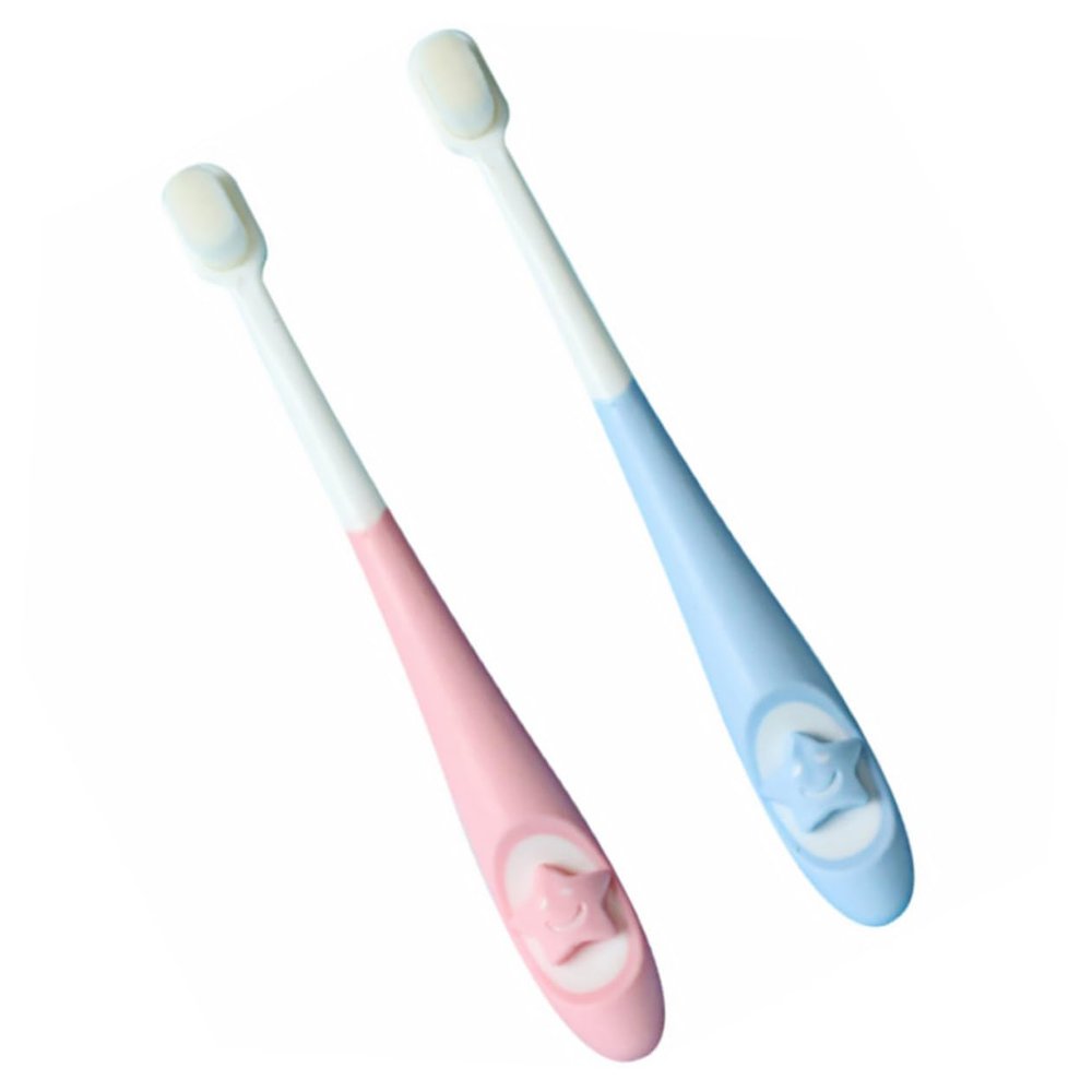 Vaguelly Kids Toothbrush Set of 2 Soft Bristle Newborn Tooth Cleaning Brush for Ages 3-6-9 Plastic for Toddler Oral Care