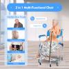 Commode Chair,Rolling Commode and Shower Chair with Wheels and U-Shaped Cushion,330Lbs Load Capacity,Bedside Commode Toilet Shower Chair for Elderly and Disabled view 2