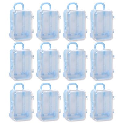 12 Pack Mini Suitcase Boxes Plastic Candy Small Reception Gift Travel Case for Wedding Party Decoration - Suitcase Candy Box Packaging Box Trolley Tiny Suitcase Miniature for Travel, Blue