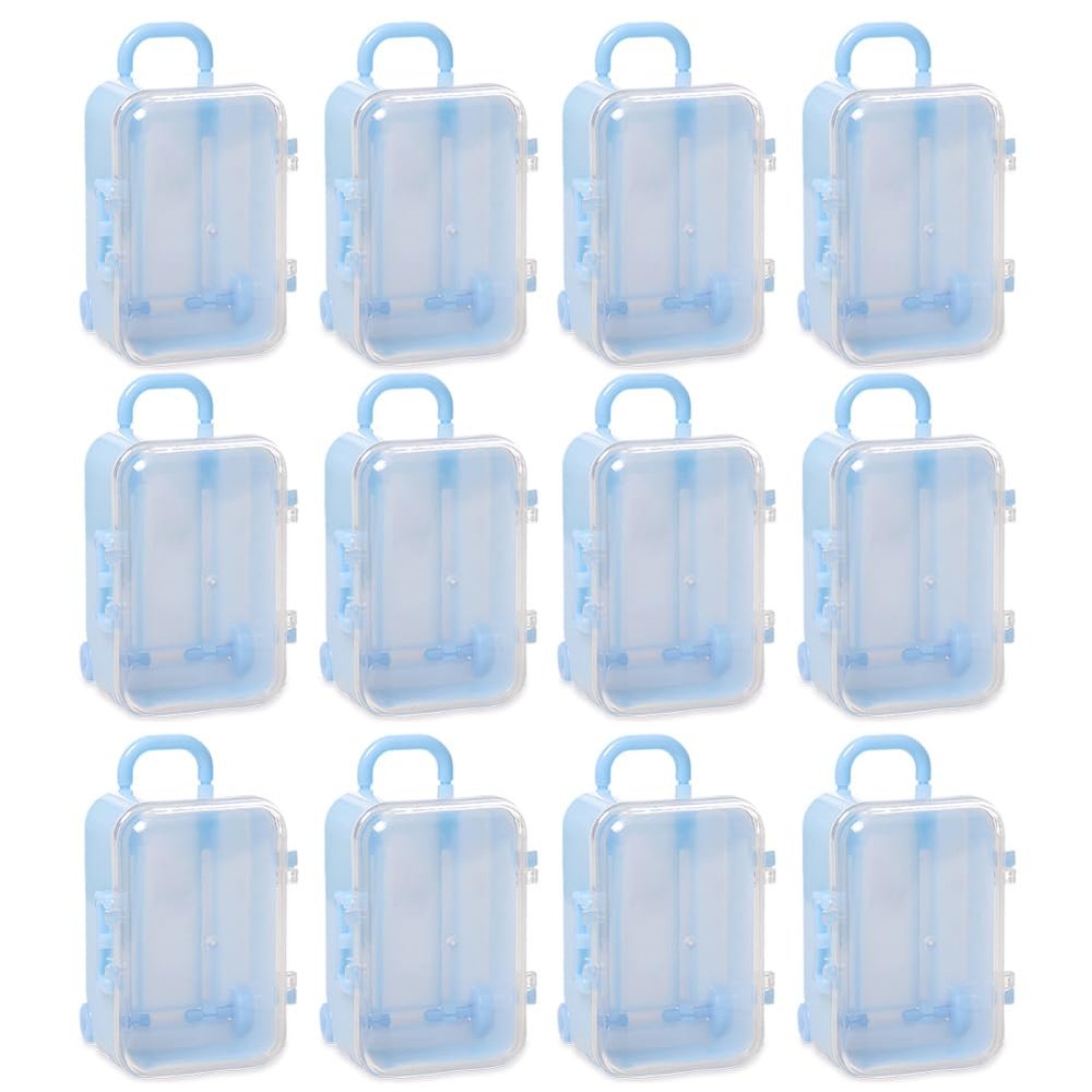 12 Pack Mini Suitcase Boxes Plastic Candy Small Reception Gift Travel Case for Wedding Party Decoration - Suitcase Candy Box Packaging Box Trolley Tiny Suitcase Miniature for Travel, Blue