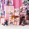 MAYPLUSS Cat Christmas Wrapping Paper, Pink Animal Wrapping Paper, Fun Winter Kitten Christmas Gift Wrap with Metallic Foil Shine for Girl Holiday, Lover (Mini Roll, 17 Inch X 33 Feet) view 2