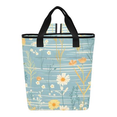 Bokkoy Watercolor Daisies Insulated Cooler Bag with Ice PackLarge Capacity Waterproof Thermal Lunch BagReusable Cooler Bags for Picnic, Travel