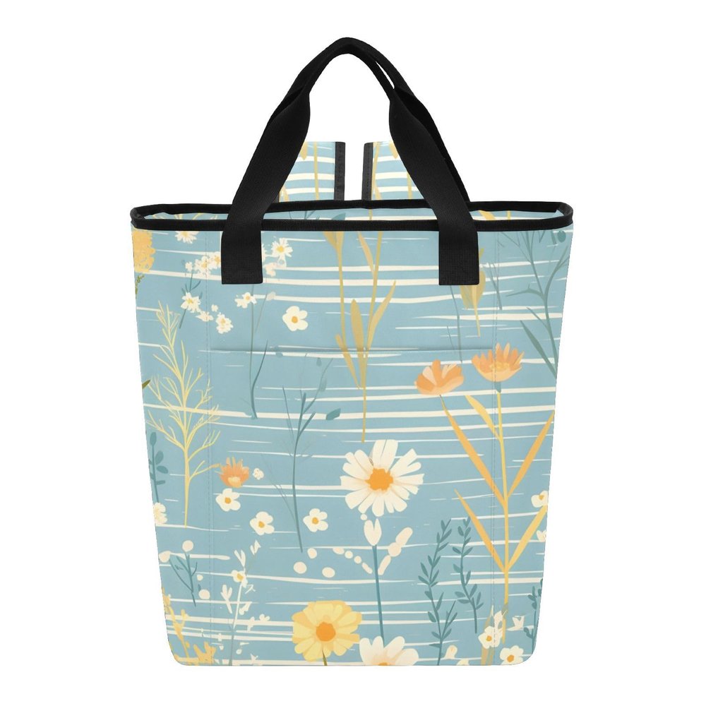 Bokkoy Watercolor Daisies Insulated Cooler Bag with Ice PackLarge Capacity Waterproof Thermal Lunch BagReusable Cooler Bags for Picnic, Travel