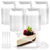 FYSUIMU 100Pcs 3.5Inch Clear Plastic Square Dessert Plates with Spoons Disposable Cake Plates Small Salad Appetizer Tasting Tray for Wedding Birthday Reception view 1