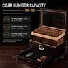 Woodronic Spanish Cedar Cigar Humidor, Glass Top Desktop Cigar Humidors with Digital Hygrometer Accessory Drawer Cigar Box for 50-80 Cigars, Cedar Wood Tray, Divider, 2 Boveda 72%, Cigar Gifts for Men view 2