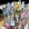 10PCS Flower Packaging Bag DIY Single Flower Sleeve Rose Bouquet Bags Transparent Flower Packaging Wrapping Bag(Black) view 3