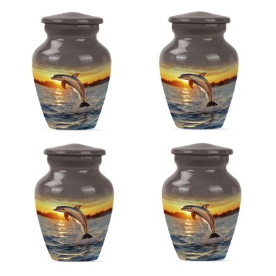 Dolphin Urn for Ashes for Women, Small Cremation Urns for Ashes, Funeral Urns for Adult Ashes Men, Mini Urn for Ashes Adult Male(Size - 3inch, 4 Pcs)