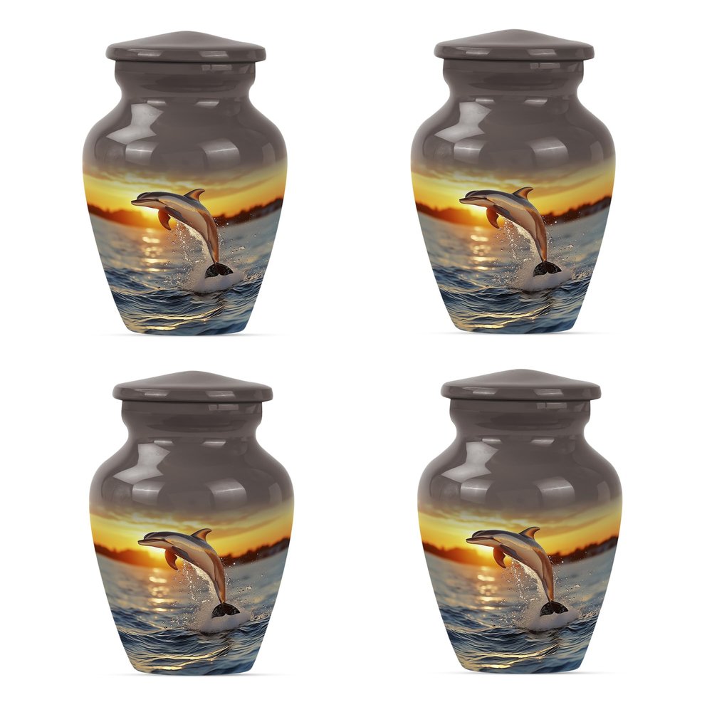 Dolphin Urn for Ashes for Women, Small Cremation Urns for Ashes, Funeral Urns for Adult Ashes Men, Mini Urn for Ashes Adult Male(Size - 3inch, 4 Pcs)