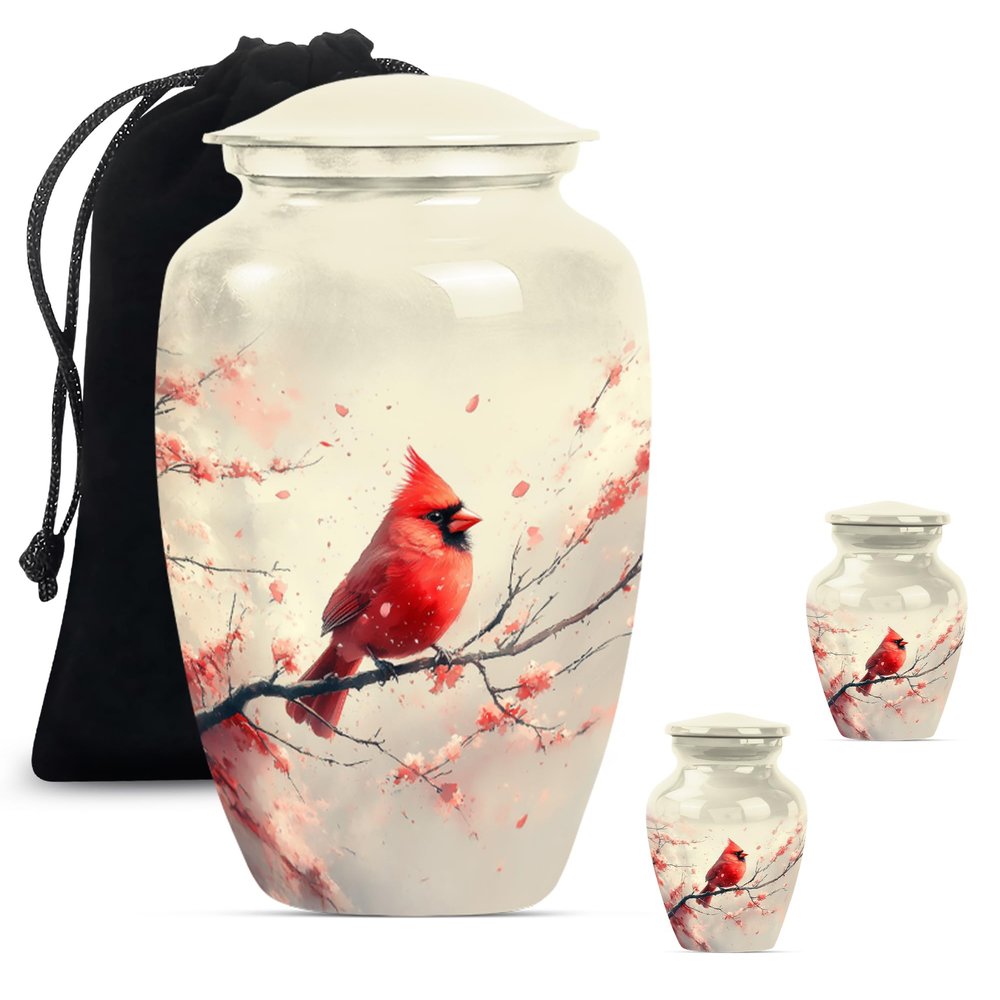Cardinal Urns for Human Ashes Adult Man, Large Cremation Urn for Human Ashes Female, Companion Urns for 2 Adults, Mini Urn for Ashes(Size - 10inch 1Pcs, 3inch 2Pcs)
