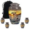 Dolphin Urn for Ashes for Women, Large Urn for Ashes Adult Male, Small Urns for Ashes for Adult Man, Mini Urns for Human Ashes(Size - 10inch 1Pcs, 3inch 4Pcs) view 1
