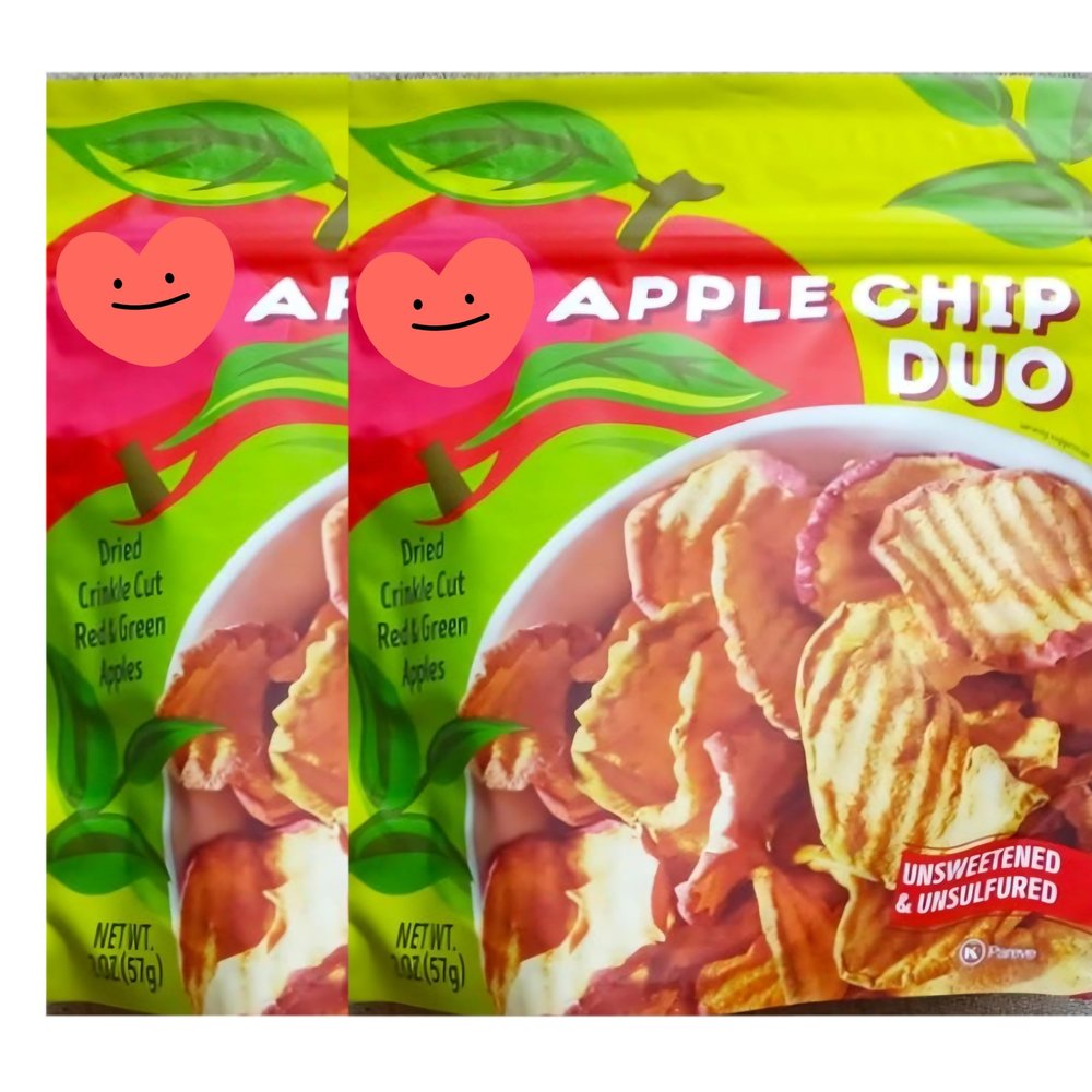Apple Chip Duo Dried Crinkle Cut Red & Green Apples Unsweetened and Unsulfured 2oz pack of 2