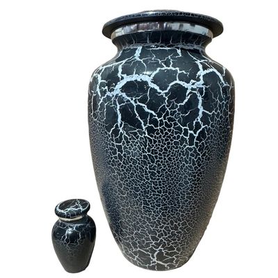 Black Crackle Design Cremation Urn