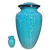 Blue Crackle Full Size Cremation Urn w/Keepsake Urn view 1